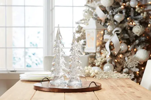 Set of Two Clear Glass Tabletop Sculpture