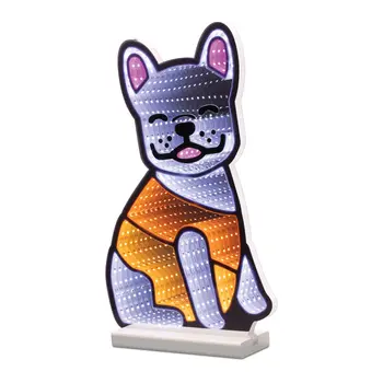 16" White And Orange Acrylic Dog Figurine with LED