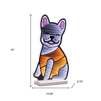 16" White And Orange Acrylic Dog Figurine with LED