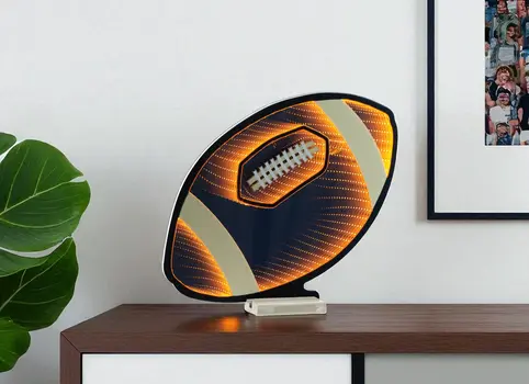 14" Orange White And Black Acrylic Figurine with LED