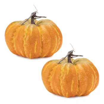 Set of Two Orange And Yellow Plastic Tabletop Sculpture