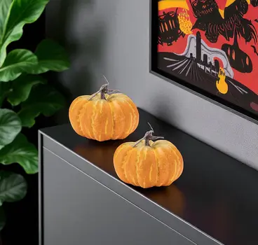 Set of Two Orange And Yellow Plastic Tabletop Sculpture