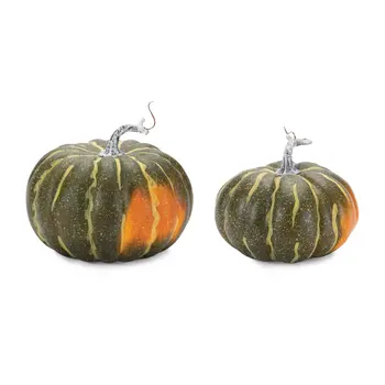 Set of Two Green And Orange Plastic Tabletop Sculpture
