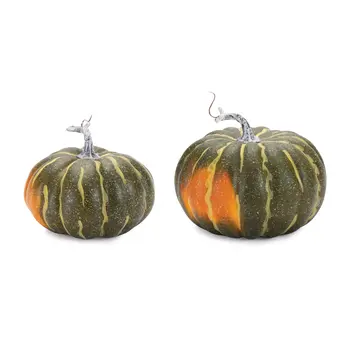 Set of Two Green And Orange Plastic Tabletop Sculpture
