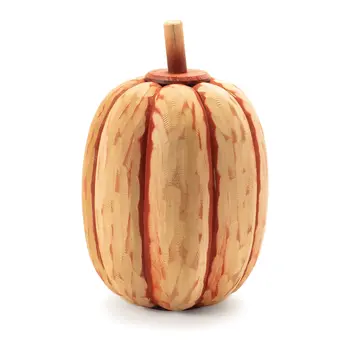 Set of Two Orange Wood Tabletop Sculpture