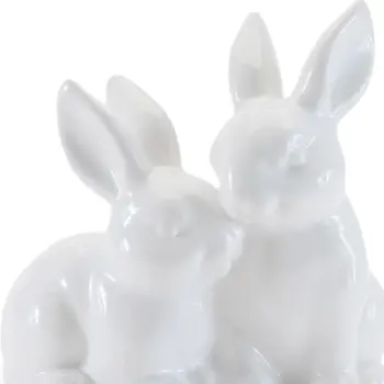Set of Four White Ceramic Rabbit Tabletop Sculpture