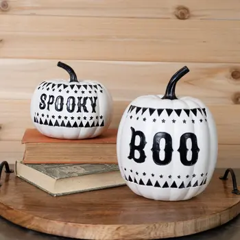 Set of Two White And Black Polyresin Tabletop Sculpture