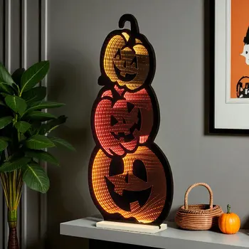 36" Orange Black And Yellow Acrylic Figurine with LED