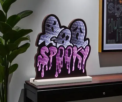 13" White Black And Purple Acrylic Figurine with LED