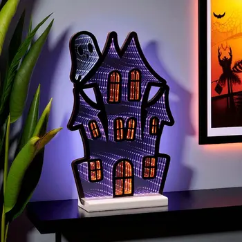 16" Purple Black And Orange Acrylic Figurine with LED