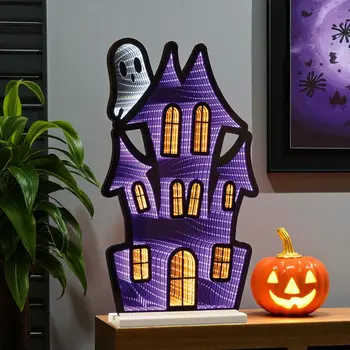24" Purple Black And Orange Acrylic Figurine with LED