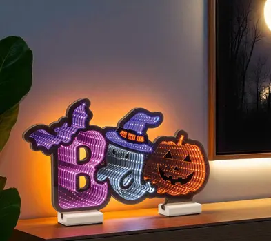10" Purple Orange And Black Acrylic Figurine with LED
