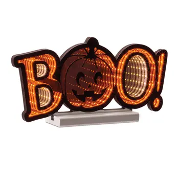 8" Orange And Black Acrylic Figurine with LED