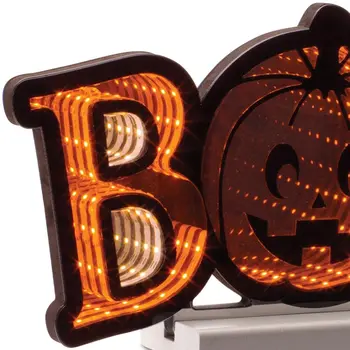 8" Orange And Black Acrylic Figurine with LED
