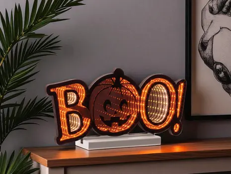 8" Orange And Black Acrylic Figurine with LED