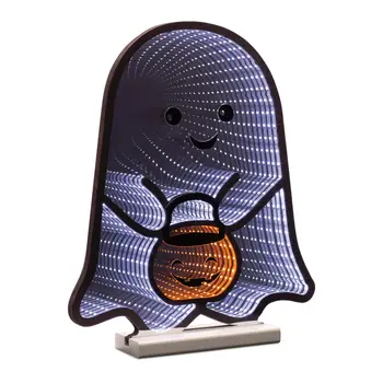 16" White Orange And Black Acrylic Figurine with LED