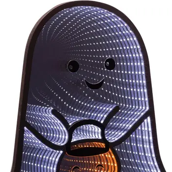 16" White Orange And Black Acrylic Figurine with LED