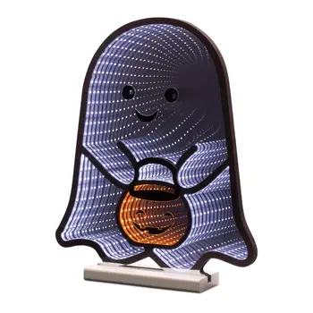16" White Orange And Black Acrylic Figurine with LED