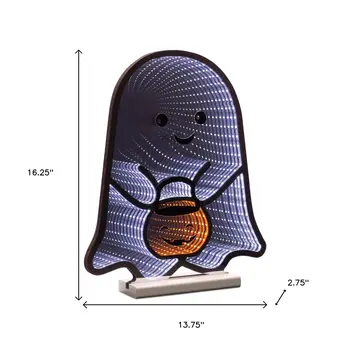 16" White Orange And Black Acrylic Figurine with LED