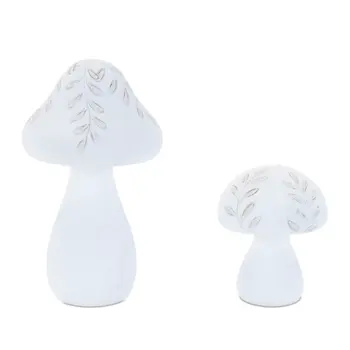Set of Two White Polyresin Tabletop Sculpture