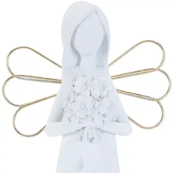 Set of Two White And Gold Polyresin Angel Figurine