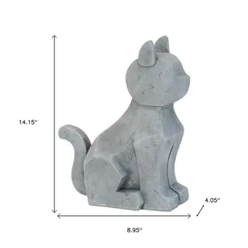Set of Two Gray Polyresin Dog Tabletop Sculpture