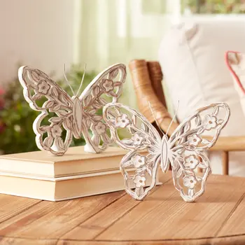 Set of Two White And Beige Polyresin Tabletop Sculpture