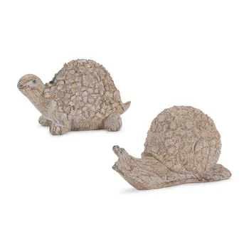 Set of Two Brown Polyresin Turtle Tabletop Sculpture