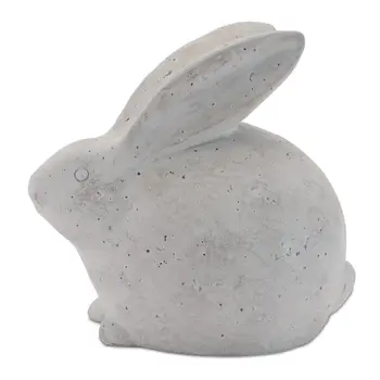 Set of Two Gray Polyresin Rabbit Figurine