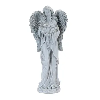 29" Gray Polyresin Angel Tabletop Sculpture