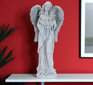 29" Gray Polyresin Angel Tabletop Sculpture