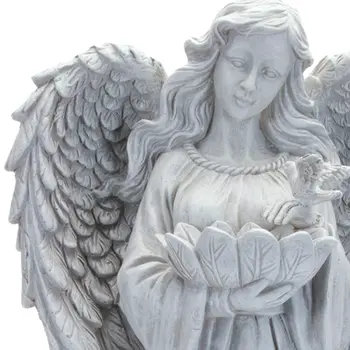 16" Gray Polyresin Angel Tabletop Sculpture