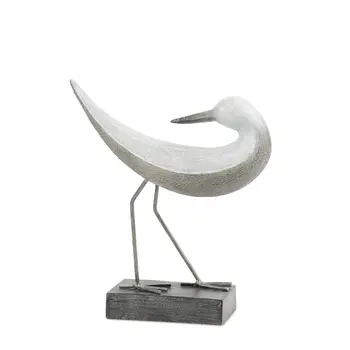 Set of Two White Polyresin Bird Figurine