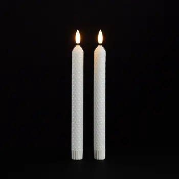 Set of Two White Flameless Taper Candles