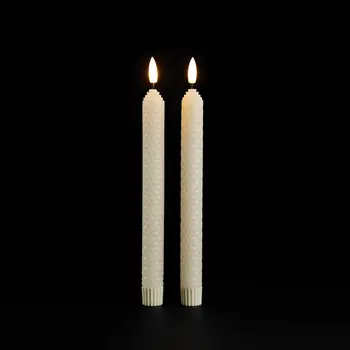 Set of Two Beige Flameless Taper Candles
