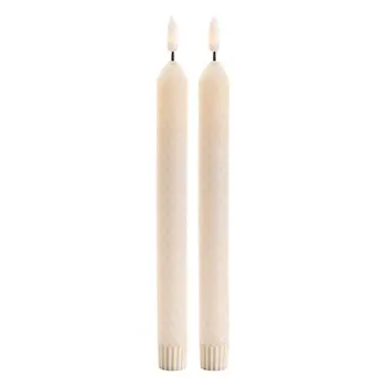 Set of Two Beige Flameless Taper Candles