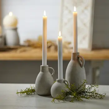 Set of Two White Flameless Taper Candles