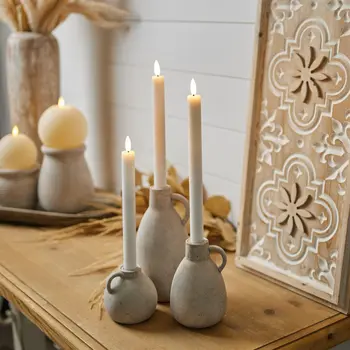 Set of Two White Flameless Taper Candles