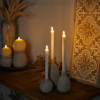 Set of Two White Flameless Taper Candles