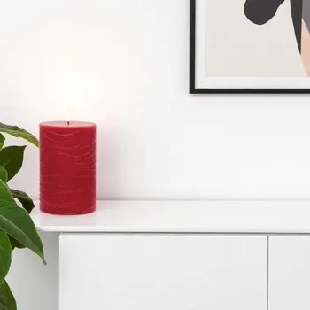 Set of Two Red Flameless Pillar Candles