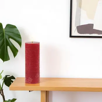 Set of Two Red Flameless Pillar Candles