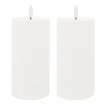 Set of Two White Flameless Pillar Candles