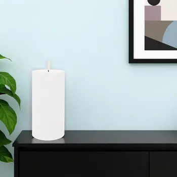 Set of Two White Flameless Pillar Candles