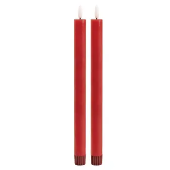 Set of Two Red Flameless Taper Candles