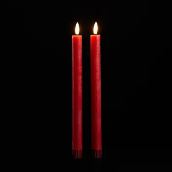 Set of Two Red Flameless Taper Candles