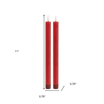 Set of Two Red Flameless Taper Candles