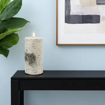 Set of Two White And Black Flameless Pillar Candles