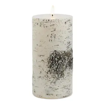 Set of Two White And Black Flameless Pillar Candles