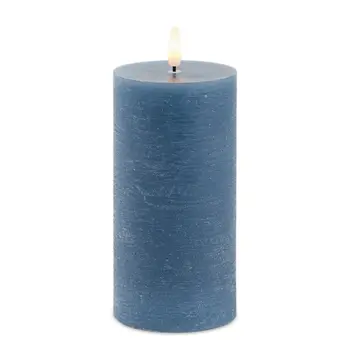 Set of Two Blue Flameless Pillar Candles