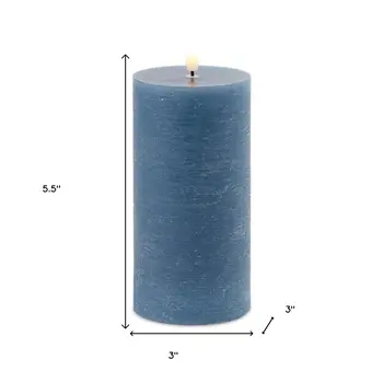 Set of Two Blue Flameless Pillar Candles